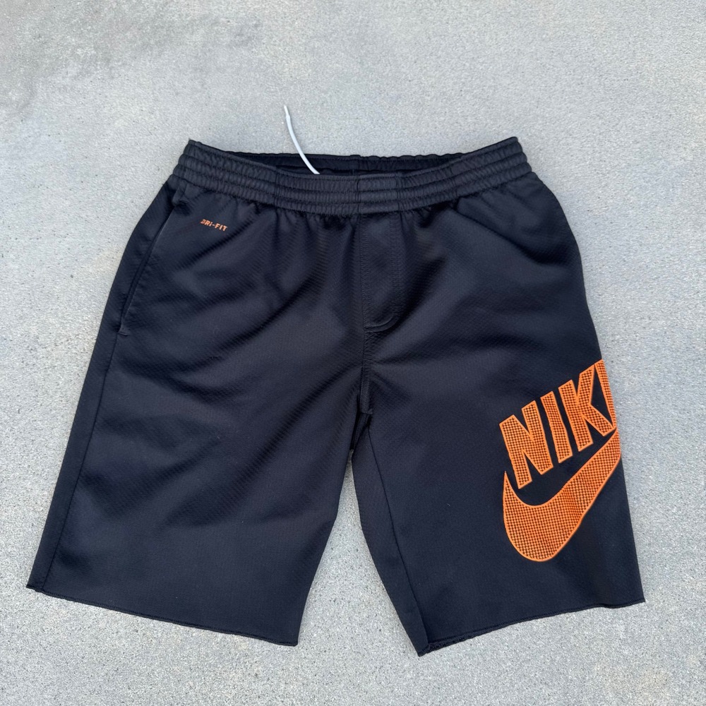 Nike SB Dri-FIT Mens Shorts Black Orange Logo Mesh Athletic Skateboarding Small
